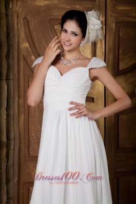 Sweetheart Train Chiffon Beading Wedding Gowns