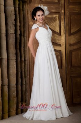 Sweetheart Train Chiffon Beading Wedding Gowns