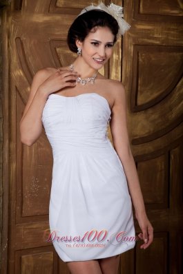 Strapless Mini-length Chiffon Ruch Wedding Dress