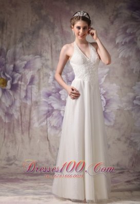 Chic Column Halter High-class Beading Wedding Dress