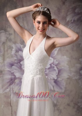 Chic Column Halter High-class Beading Wedding Dress