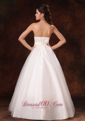 Custom Champagne Bowknot Latest A-Line Bridal Dress