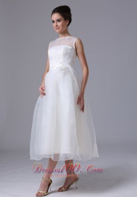 Bateau Organza Zipper-up Beach Wedding Dress