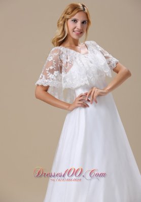 Custom Wedding Dress Short Sleeves Brush Train