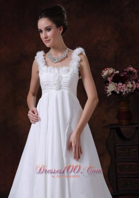 A-Line Straps Chapel Train Chiffon Wedding Dress