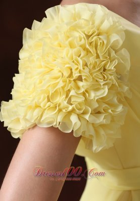 Yellow Neck Short Sleeves Flowers Wedding Dress