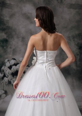 Dressy A-line Strapless Wedding Dress Tulle Beading