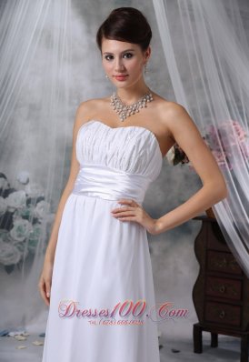 Ruched Court Train Strapless Chiffon Wedding Dress