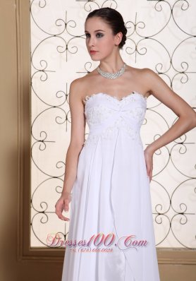 Lace White Chiffon Wedding Dress Brush Train Lace-up