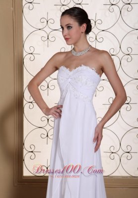 Lace White Chiffon Wedding Dress Brush Train Lace-up