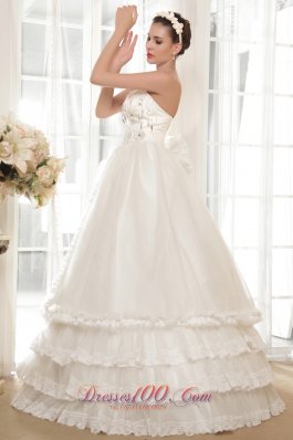 Luxurious Strapless Tulle Taffeta Beaded Wedding Dress