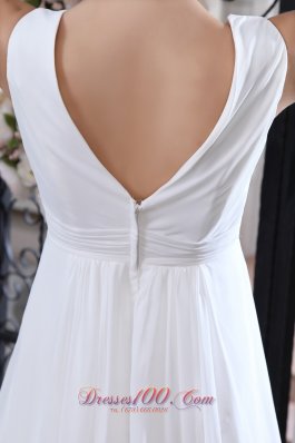 Unique A-line V-neck Wedding Dress Chiffon Ruch Appliques