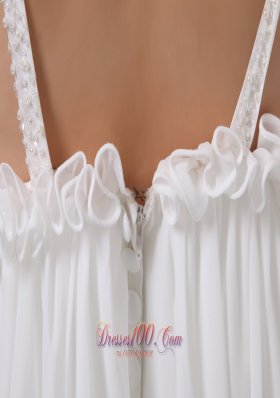 A-line V-neck Maternity Wedding Dress Chiffon Beading