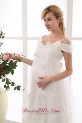 A-line Maternity Wedding Dress Appliques Floral Train