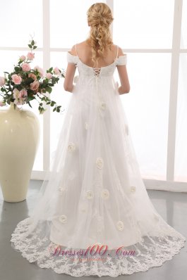 A-line Maternity Wedding Dress Appliques Floral Train