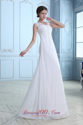 Empire V-neck Maternity Wedding Dress Chiffon Ruch