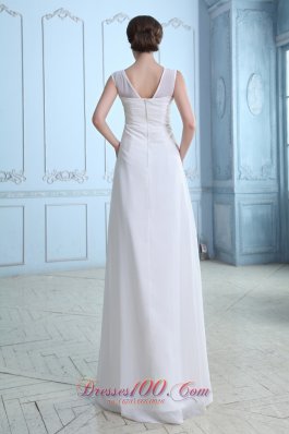 Empire V-neck Maternity Wedding Dress Chiffon Ruch