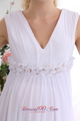 Populor V-neck Maternity Wedding Dress Chiffon Beaded