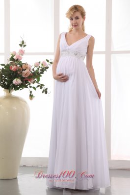 Empire V-neck Clearance Wedding Dress Chiffon Beading