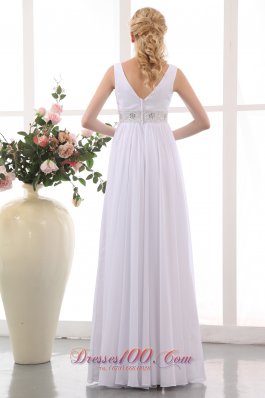 Empire V-neck Clearance Wedding Dress Chiffon Beading