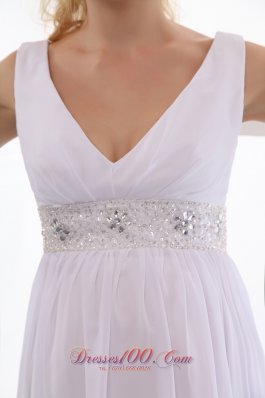 Empire V-neck Clearance Wedding Dress Chiffon Beading