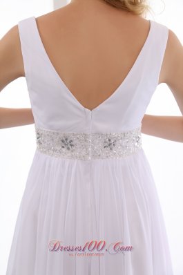 Empire V-neck Clearance Wedding Dress Chiffon Beading