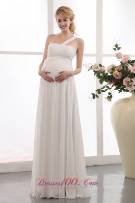 Beauty One Shoulder Maternity Wedding Dress Chiffon Sash