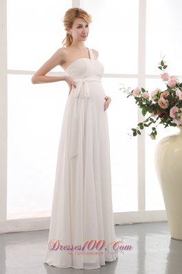 Beauty One Shoulder Maternity Wedding Dress Chiffon Sash