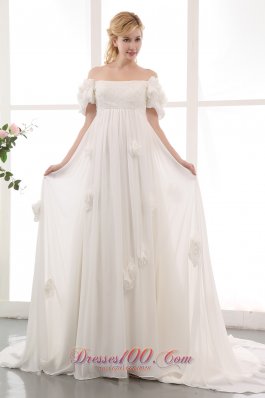 Empire Off The Shoulder Floral Wedding Dress Chiffon