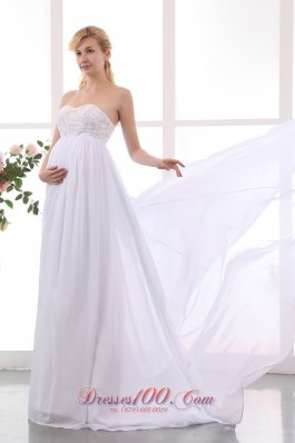 Elegant Empire Sweetheart Beading Wedding Dress Chiffon