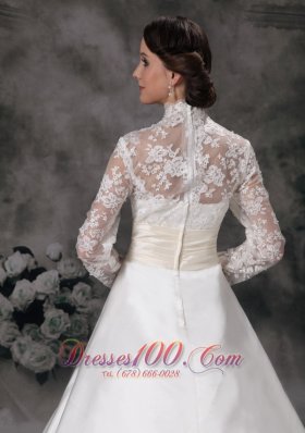 High-class A-line V-neck Court Train Wedding Dress