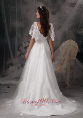 Empire Square Cheap Wedding Dress Tulle Lace Appliques