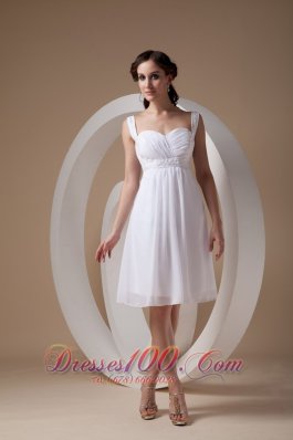 Dapper White Wedding Dress Sheath Straps Chiffon Beading