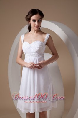 Dapper White Wedding Dress Sheath Straps Chiffon Beading