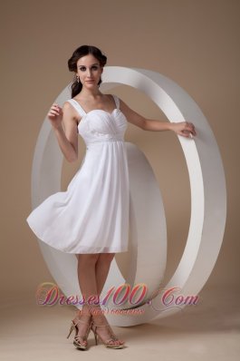 Dapper White Wedding Dress Sheath Straps Chiffon Beading