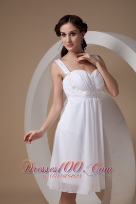 Dapper White Wedding Dress Sheath Straps Chiffon Beading