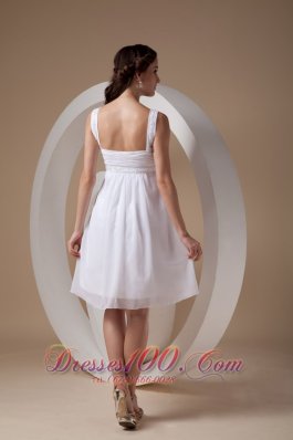 Dapper White Wedding Dress Sheath Straps Chiffon Beading