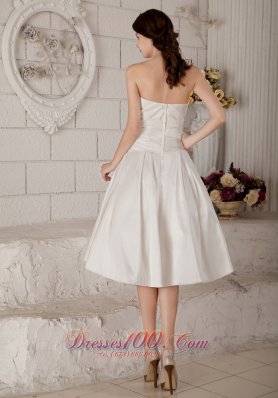 Custom Princess Short Wedding Dress Strapless Satin Ruch