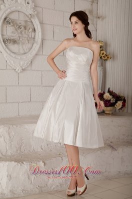 Custom Princess Short Wedding Dress Strapless Satin Ruch