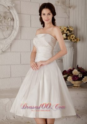 Custom Princess Short Wedding Dress Strapless Satin Ruch