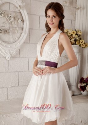 Inexpensive Princess V-neck Short Wedding Dress Taffeta