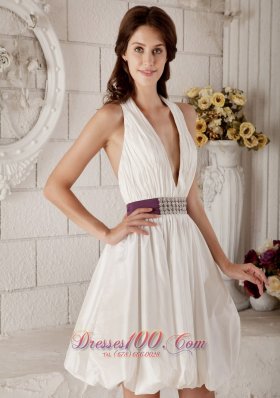 Inexpensive Princess V-neck Short Wedding Dress Taffeta