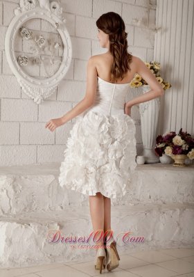 Latest A-line Knee-length Floral Ruch Wedding Dress