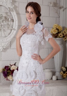 Most Popular Column Scoop Short Wedding Dress Beading