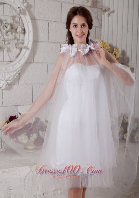 Custom Column Strapless Short Wedding Dress Tulle Floral