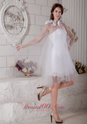 Custom Column Strapless Short Wedding Dress Tulle Floral