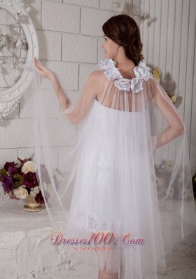 Custom Column Strapless Short Wedding Dress Tulle Floral