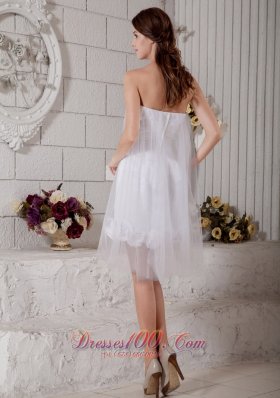 Custom Column Strapless Short Wedding Dress Tulle Floral