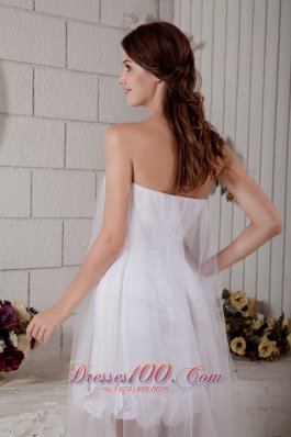 Custom Column Strapless Short Wedding Dress Tulle Floral