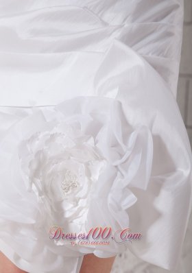 White Column Sweetheart Short Wedding Dress Taffeta Organza